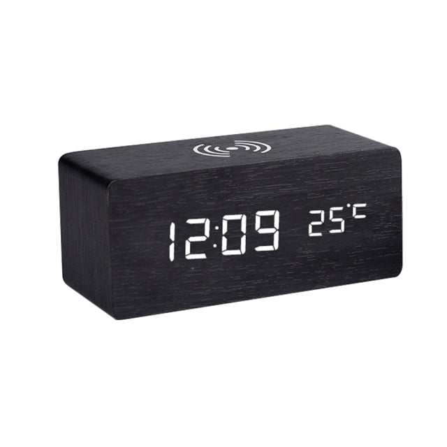 Modern Wood Wireless Charging Clock - Stylish and Functional Design-Orizon Depot