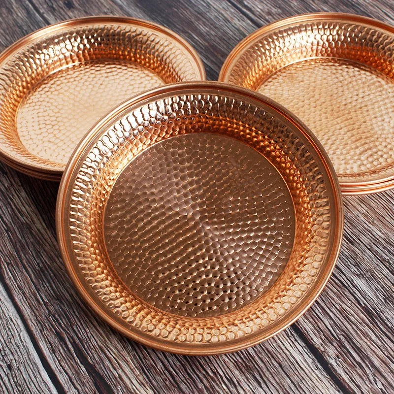 Sacred Healing Copper Plate Trio for Wellness and Energy Balance-Orizon Depot