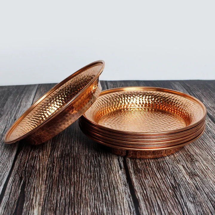 Sacred Healing Copper Plate Trio for Wellness and Energy Balance-Orizon Depot