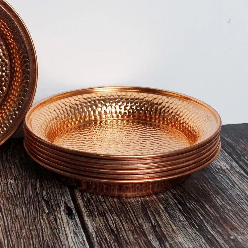 Sacred Healing Copper Plate Trio for Wellness and Energy Balance-Orizon Depot