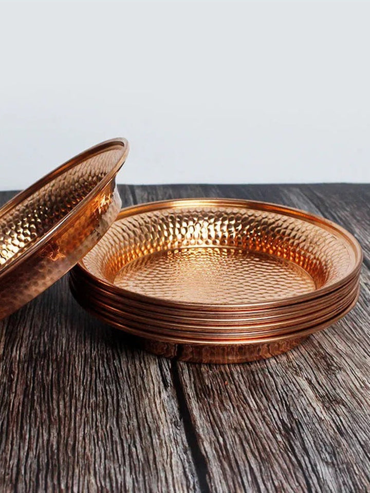 Sacred Healing Copper Plate Trio for Wellness and Energy Balance-Orizon Depot