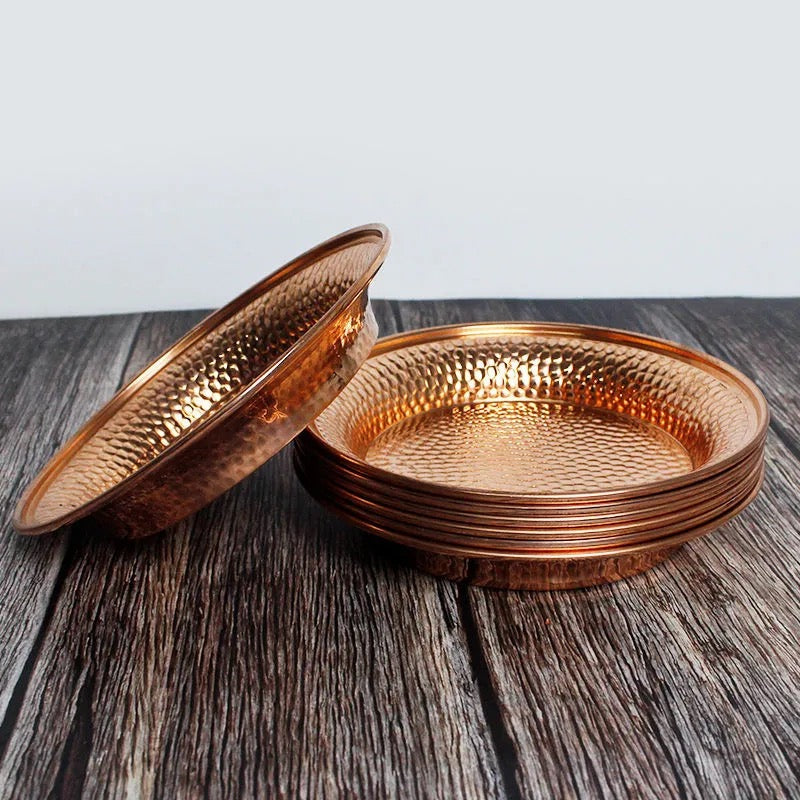 Sacred Healing Copper Plate Trio for Wellness and Energy Balance-Orizon Depot