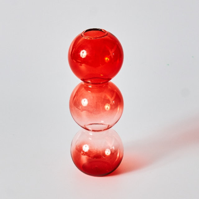 Cherry Red Glass Stick Candle Holder and Vase Set-Orizon Depot