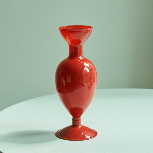Cherry Red Glass Stick Candle Holder and Vase Set-Orizon Depot
