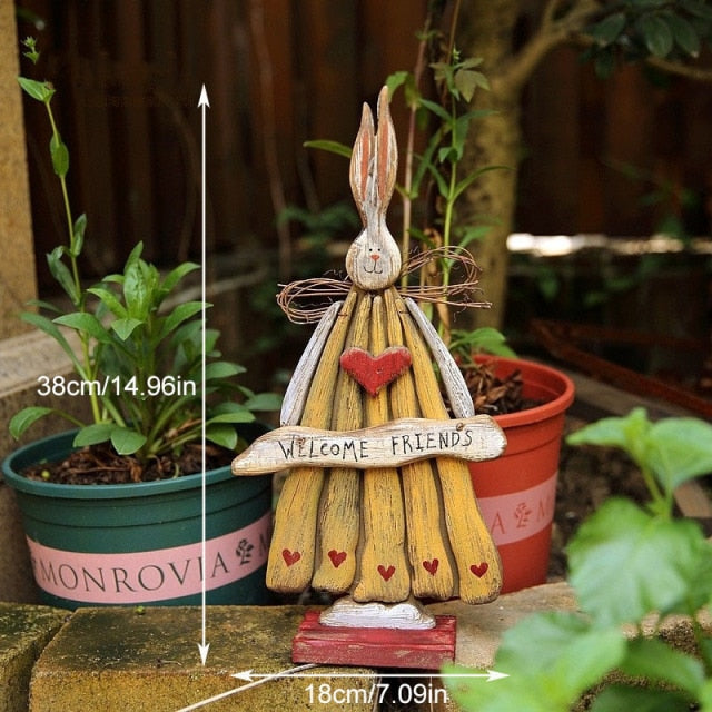 Wooden Retro Easter Bunny Outdoor Decoration-Orizon Depot