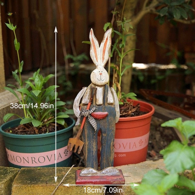 Wooden Retro Easter Bunny Outdoor Decoration-Orizon Depot