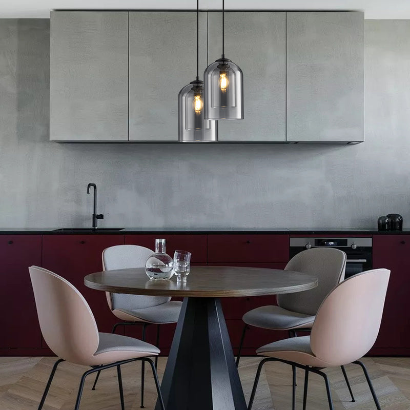 Mid-Century Pendant Light with Double Glass Shade