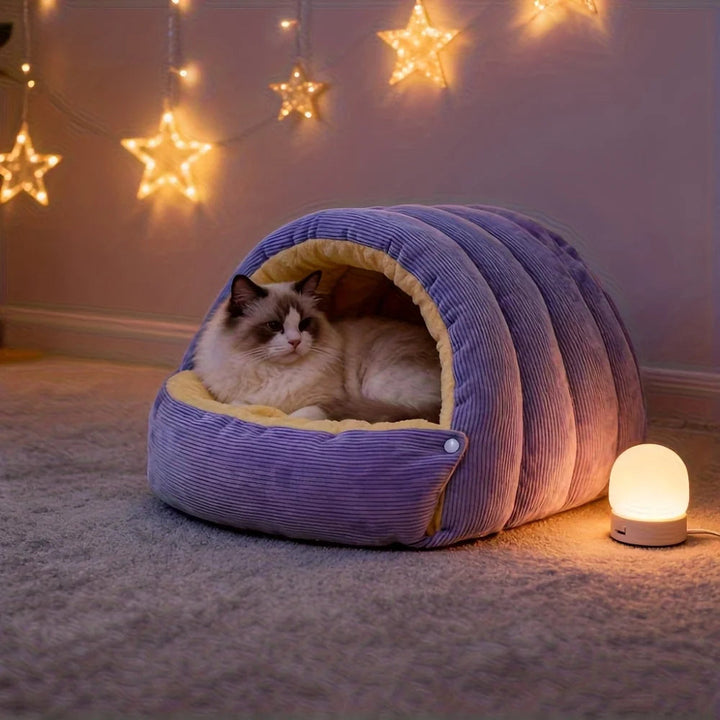 Cozy Arctic Fleece Enclosed Cat Cave Bed for Ultimate Comfort