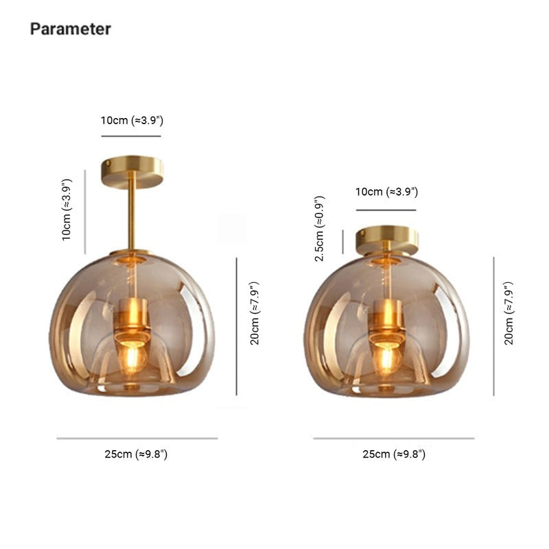 Retro Amber Glass Pendant Ceiling Light Fixture