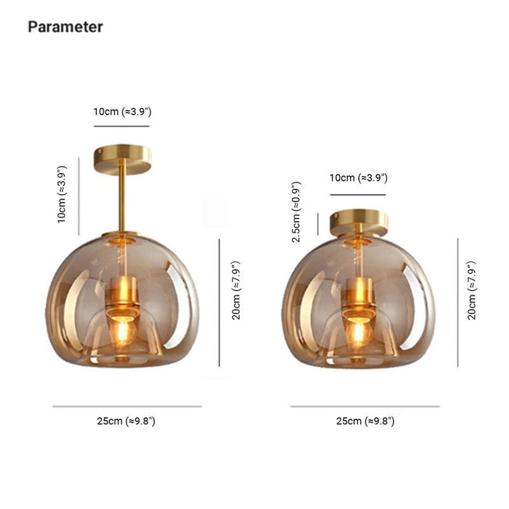 Retro Amber Glass Pendant Ceiling Light Fixture