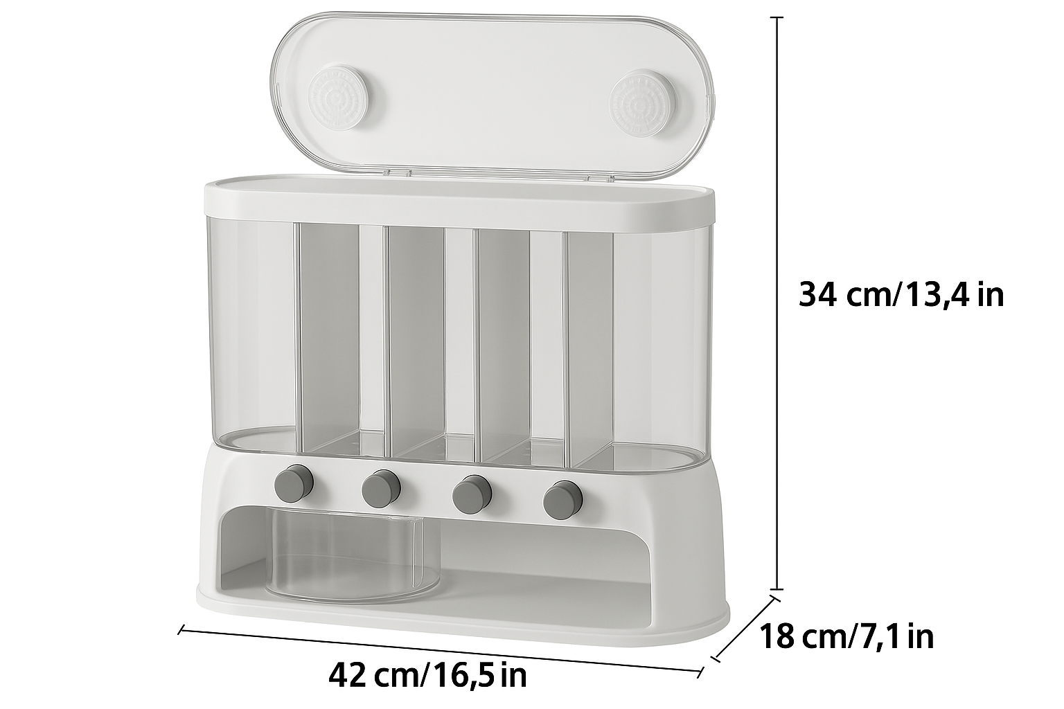 Multi-Compartment Airtight Grain Storage Container | Flip-Top Pantry Organizer-Orizon Depot