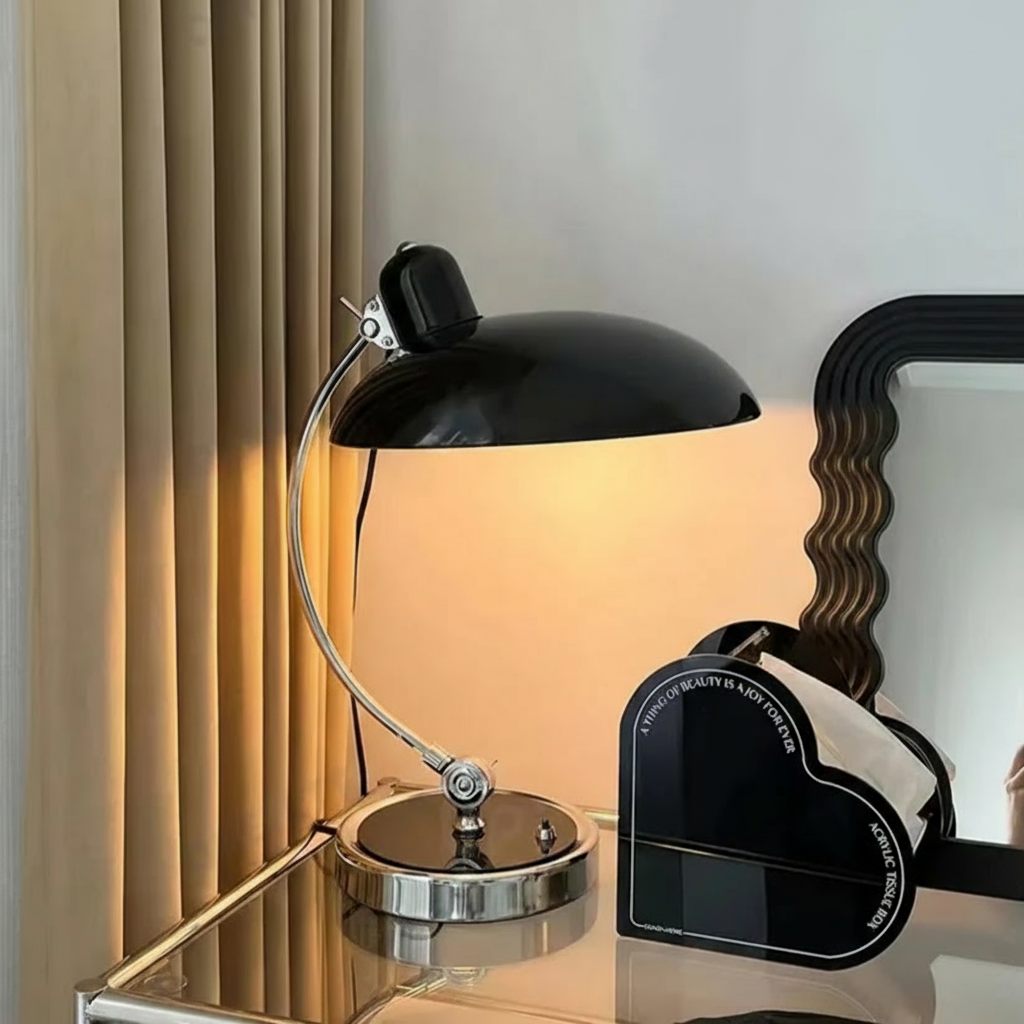 Scandi-Inspired Table Lamp | Curved Metal Design for Modern Decor