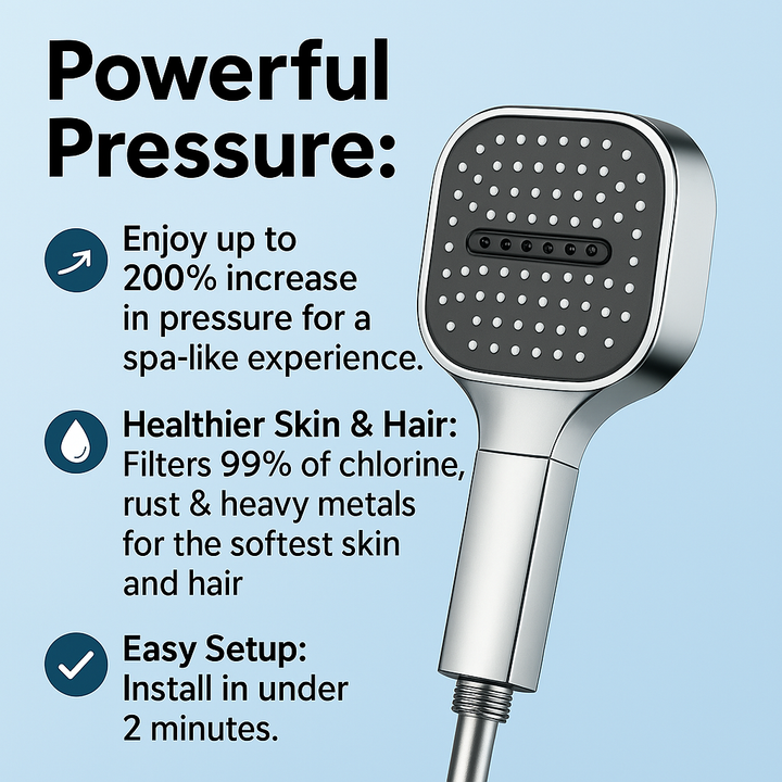 High Pressure Shower Head with Turbo Boost and Filtration System-Orizon Depot