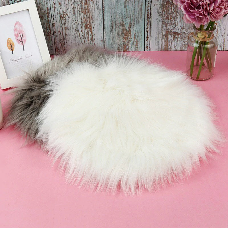 Faux Fur Round Seat Cushion for Comfort and Style-Orizon Depot