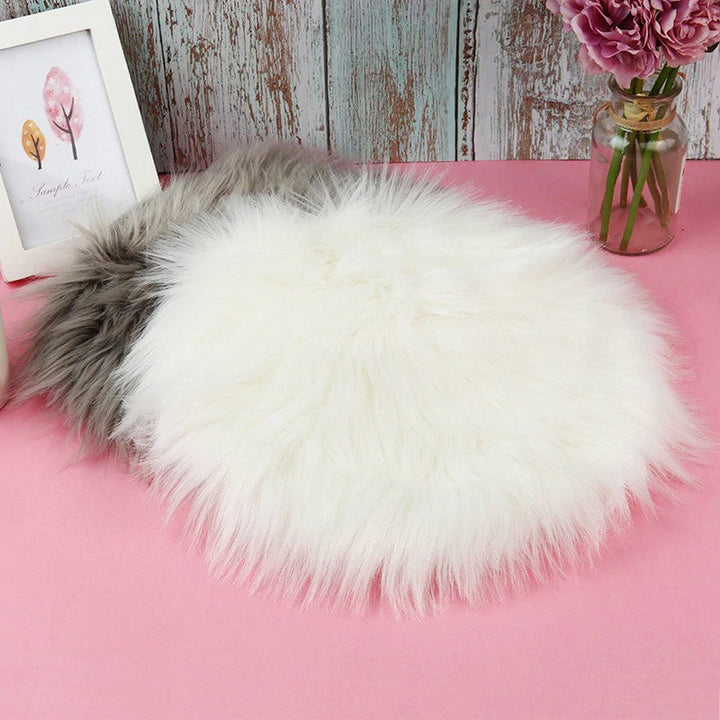 Faux Fur Round Seat Cushion for Comfort and Style-Orizon Depot