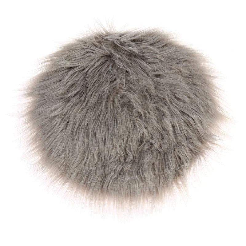 Faux Fur Round Seat Cushion for Comfort and Style-Orizon Depot
