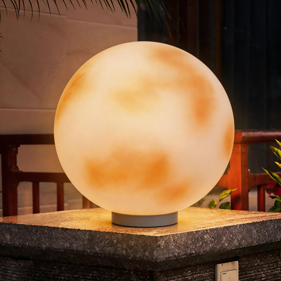 Moon-Shaped Stone Outdoor Decorative Pillar Light