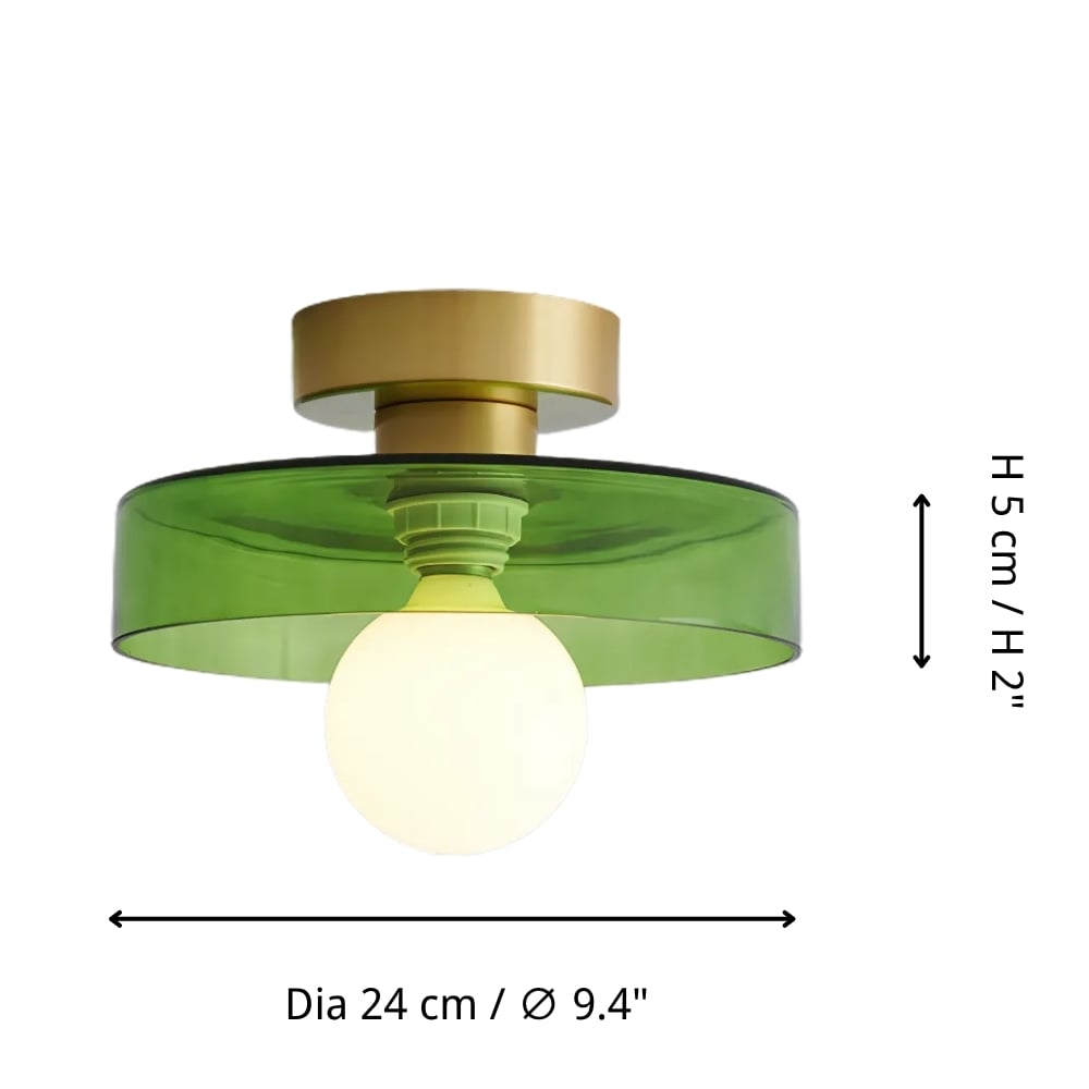 Minimalist Brass and Glass Ceiling Lamp in French Bauhaus Style