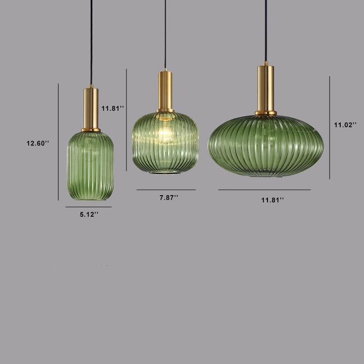 Modern Minimalist Striped Glass Lantern 1-Light Hanging Lamp-Orizon Depot