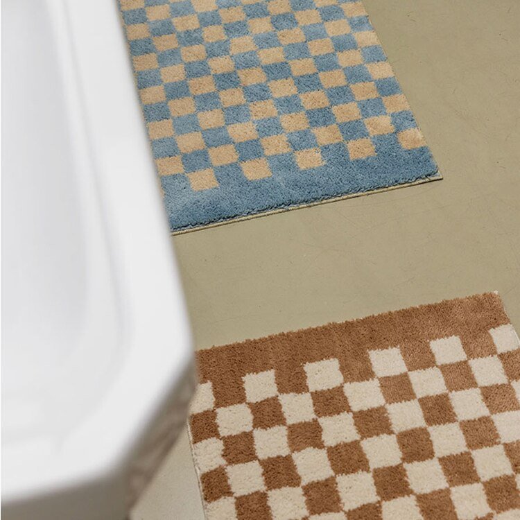Soft, Fluffy Bathroom Rug with Check Pattern for Cozy Decor-Orizon Depot