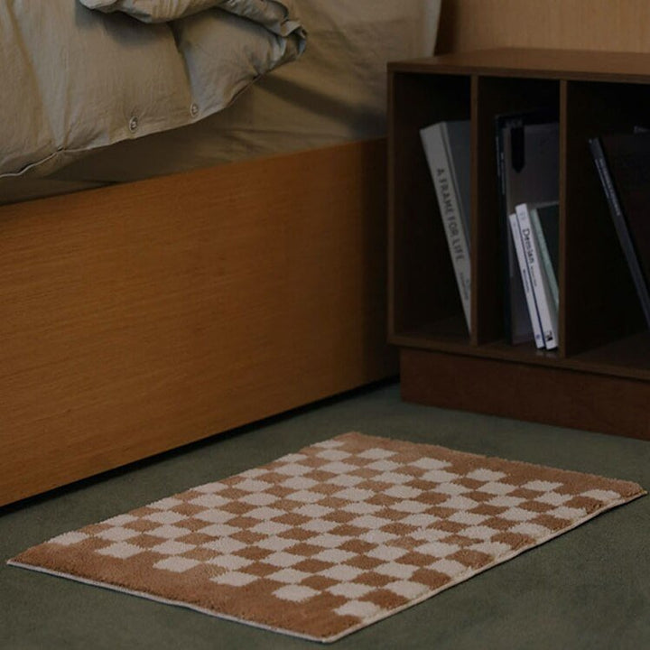 Soft, Fluffy Bathroom Rug with Check Pattern for Cozy Decor-Orizon Depot