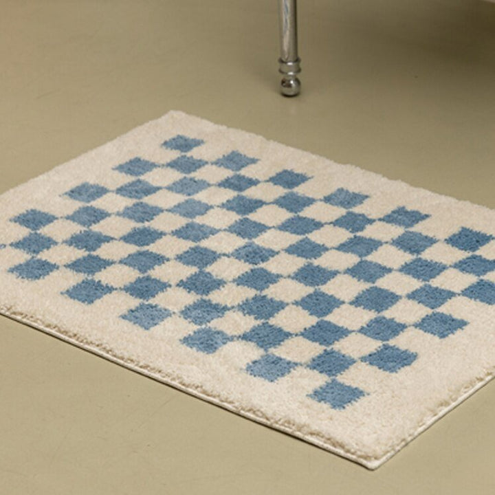Soft, Fluffy Bathroom Rug with Check Pattern for Cozy Decor-Orizon Depot