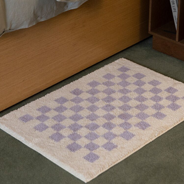 Soft, Fluffy Bathroom Rug with Check Pattern for Cozy Decor-Orizon Depot