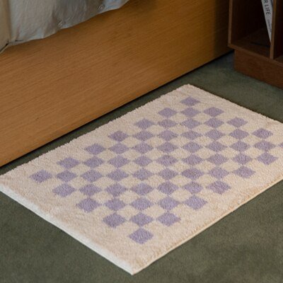 Soft, Fluffy Bathroom Rug with Check Pattern for Cozy Decor-Orizon Depot