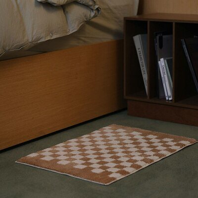 Soft, Fluffy Bathroom Rug with Check Pattern for Cozy Decor-Orizon Depot