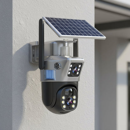 Solar-Powered 4K PTZ Security Camera with 360° View for Home Decor