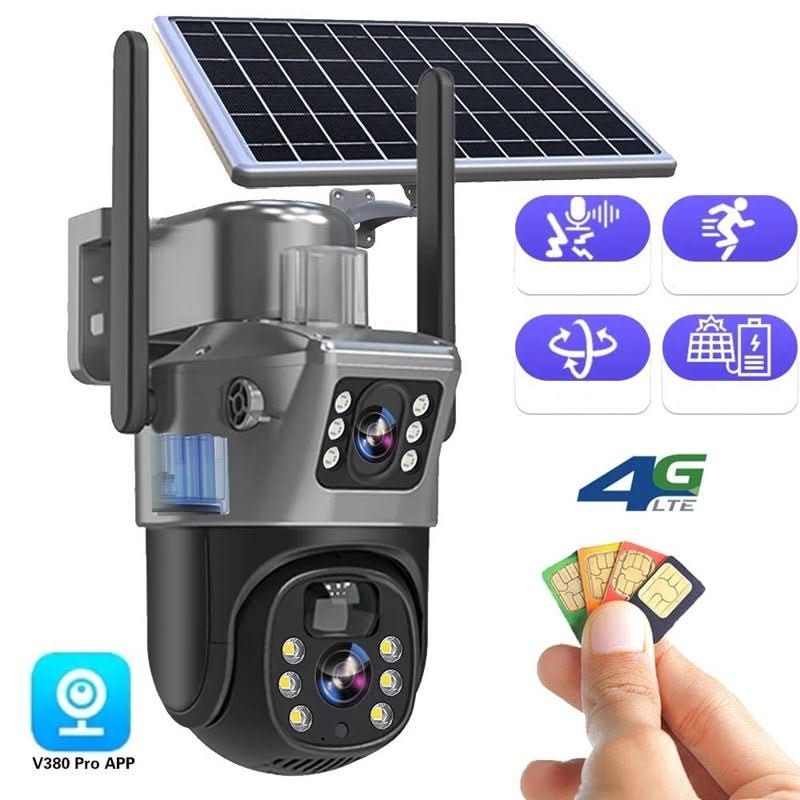 Solar-Powered 4K PTZ Security Camera with 360° View for Home Decor