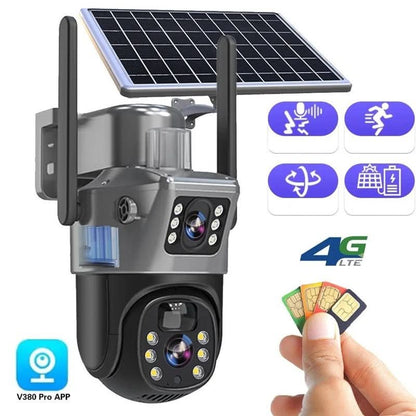 Solar-Powered 4K PTZ Security Camera with 360° View for Home Decor