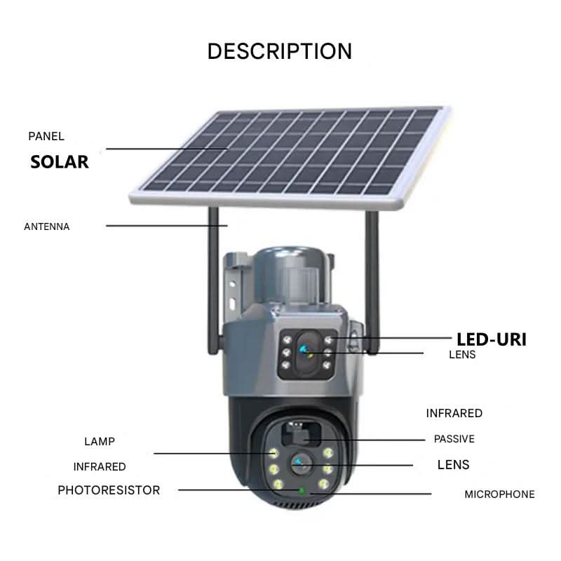 Solar-Powered 4K PTZ Security Camera with 360° View for Home Decor