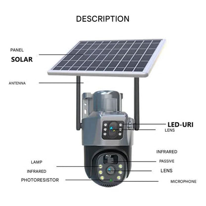 Solar-Powered 4K PTZ Security Camera with 360° View for Home Decor