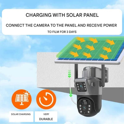 Solar-Powered 4K PTZ Security Camera with 360° View for Home Decor