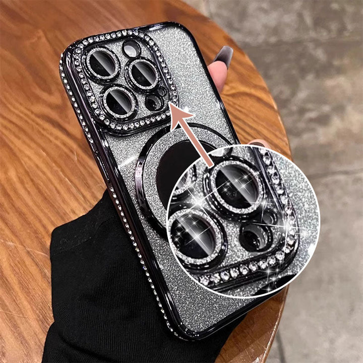 Glitter Phone Case with Mirror and Magnetic Stand-Orizon Depot