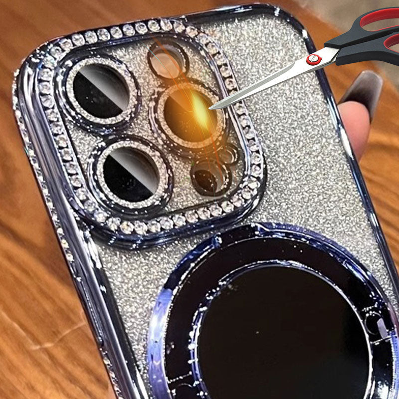 Glitter Phone Case with Mirror and Magnetic Stand-Orizon Depot