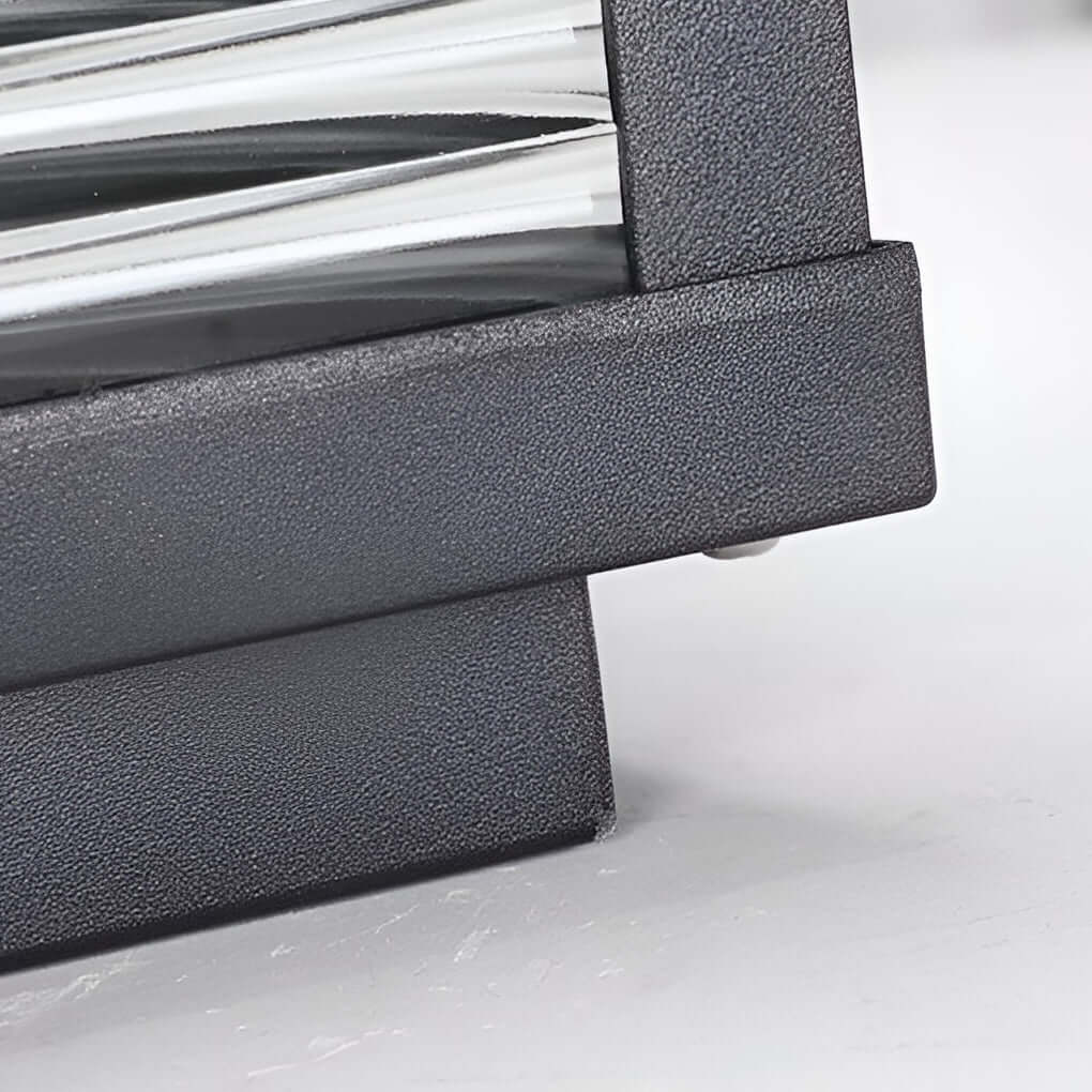 Square Pillar Ribbed Glass Outdoor Metal Light Fixture
