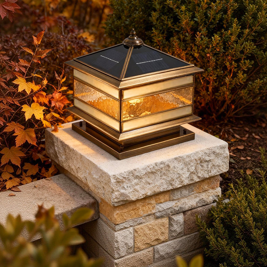 Retro Copper Solar Fence Post Lights - Waterproof Outdoor Decor