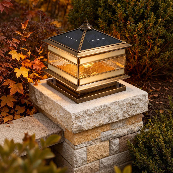 Retro Copper Solar Fence Post Lights - Waterproof Outdoor Decor