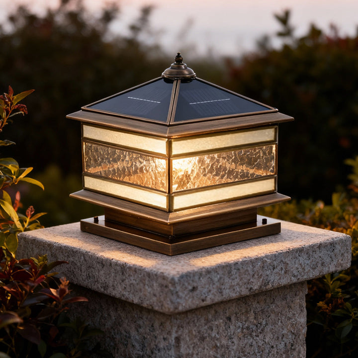 Retro Copper Solar Fence Post Lights - Waterproof Outdoor Decor