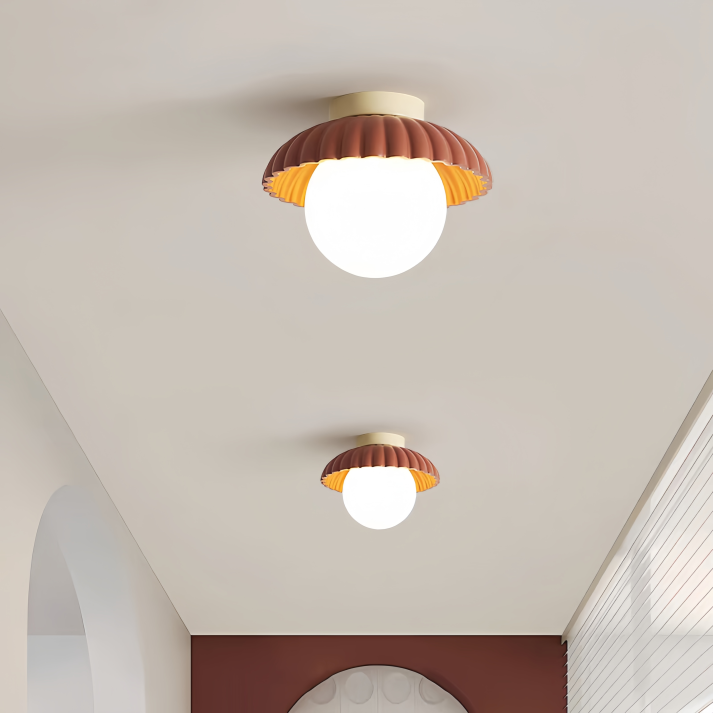 Modern Glass and Metal Flush Mount Ceiling Light for Hallways