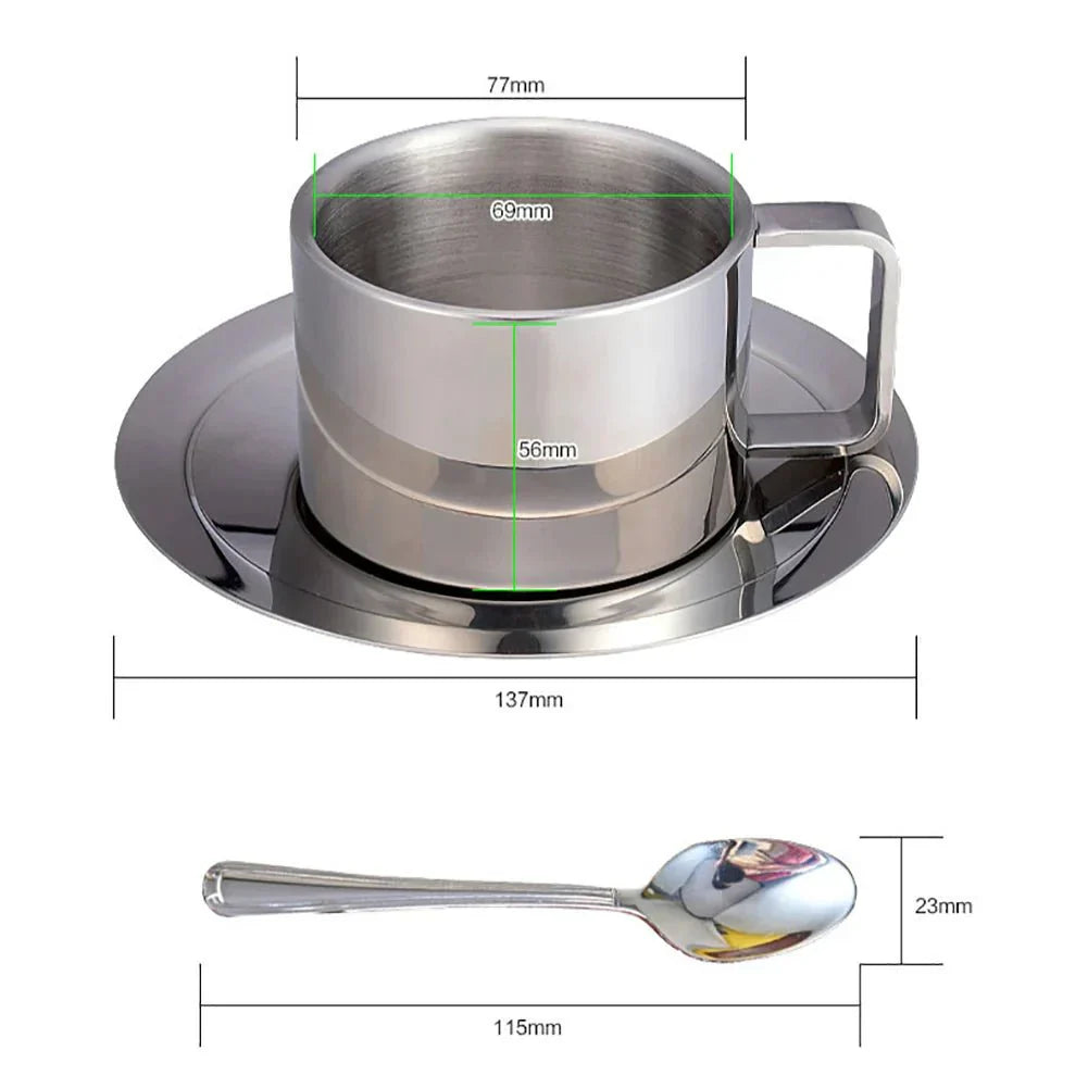 Three-Piece Stainless Steel Coffee Cup Set for Home or Office-Orizon Depot