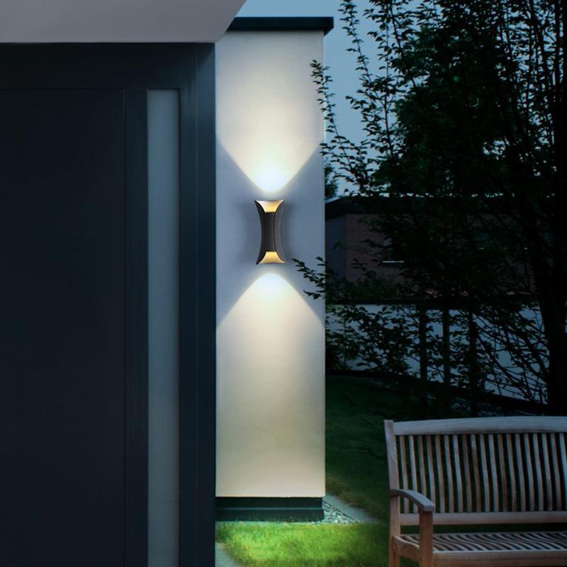 Modern Curved LED Waterproof Up Down Wall Lighting Fixture