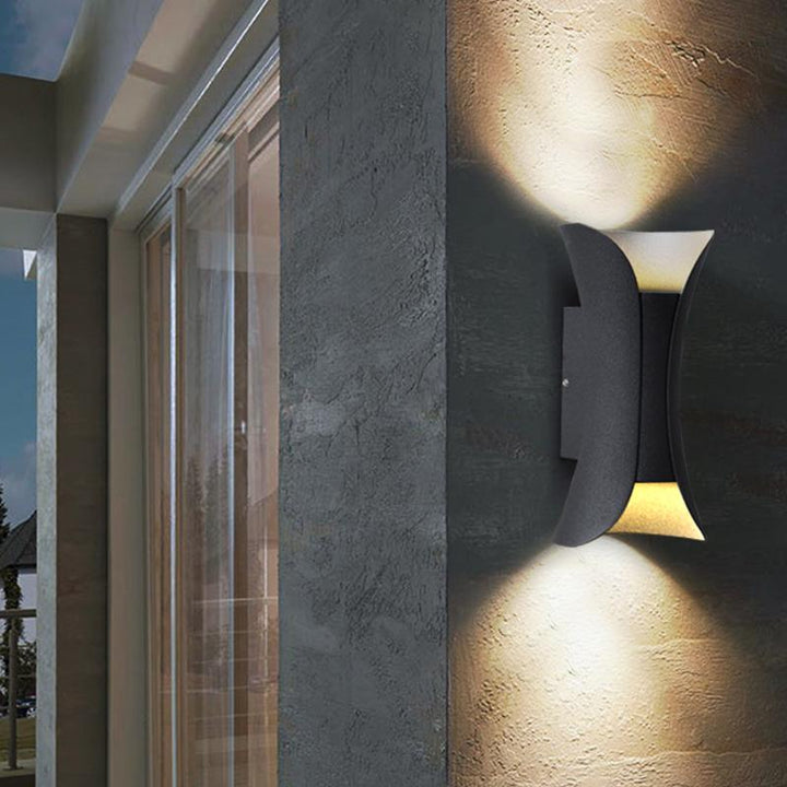 Modern Curved LED Waterproof Up Down Wall Lighting Fixture