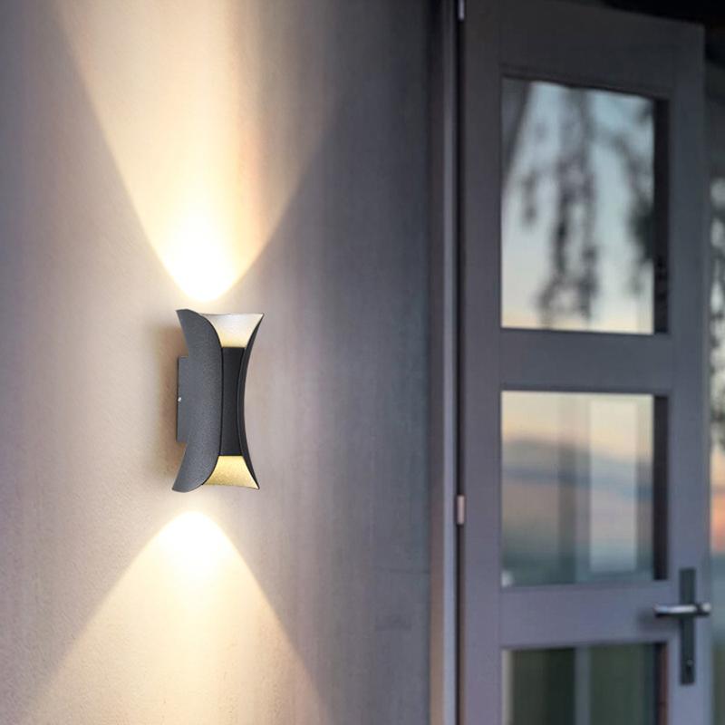 Modern Curved LED Waterproof Up Down Wall Lighting Fixture