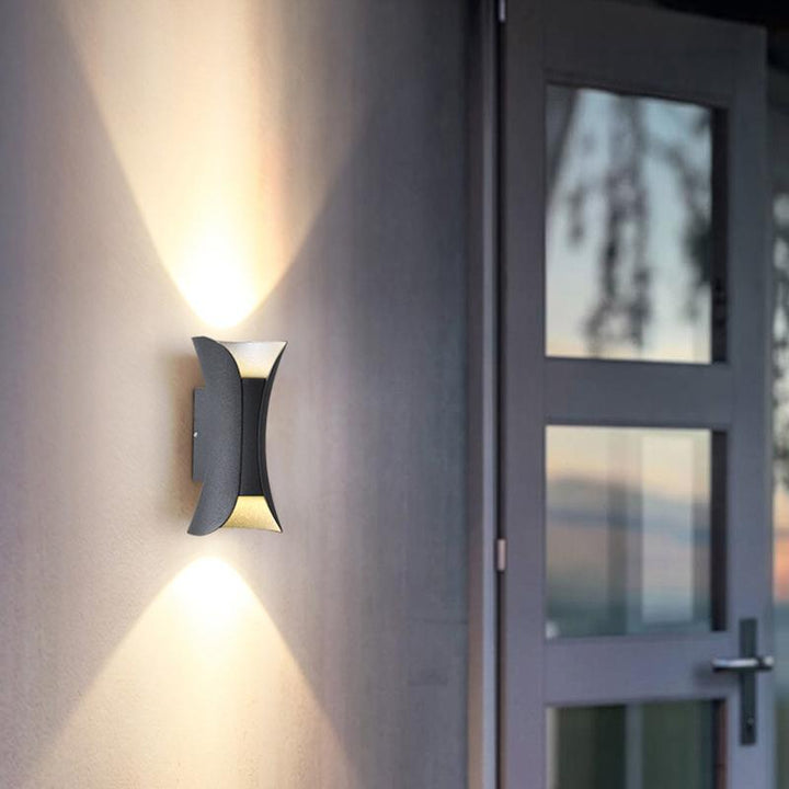 Modern Curved LED Waterproof Up Down Wall Lighting Fixture
