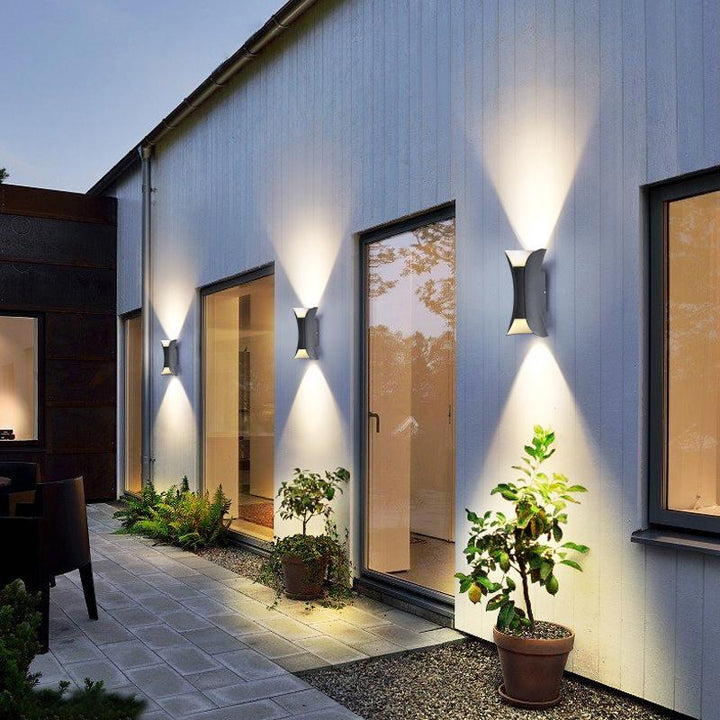 Modern Curved LED Waterproof Up Down Wall Lighting Fixture