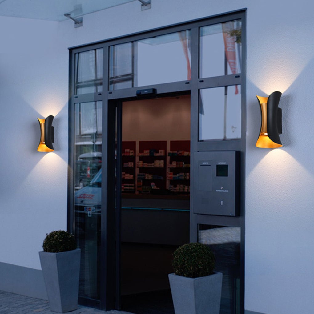 Modern Curved LED Waterproof Up Down Wall Lighting Fixture