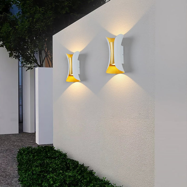 Modern Curved LED Waterproof Up Down Wall Lighting Fixture